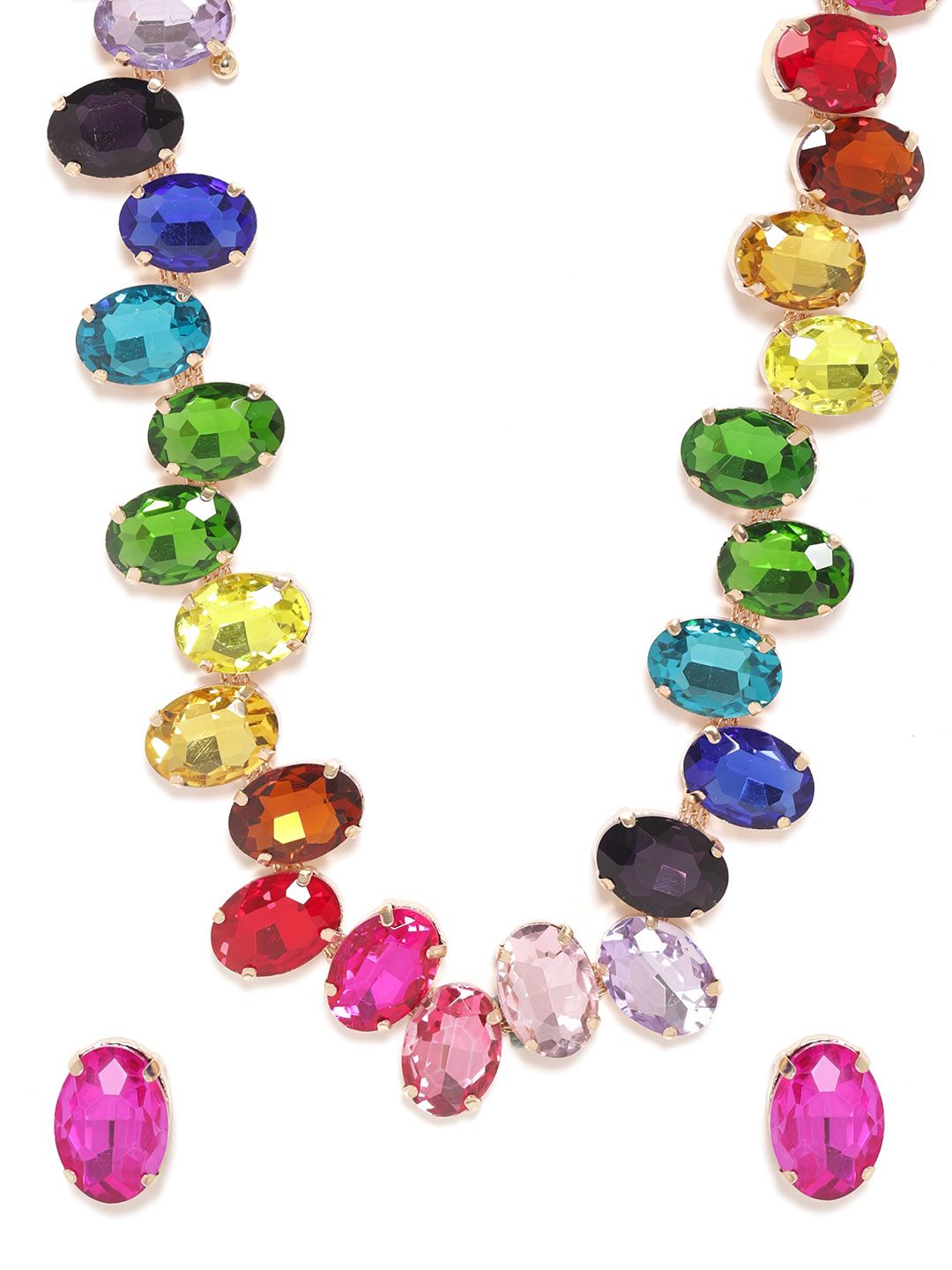 Rubans 18K Gold Plated Multicolor Crystal AD Gemstone-Studded Jewellery Set