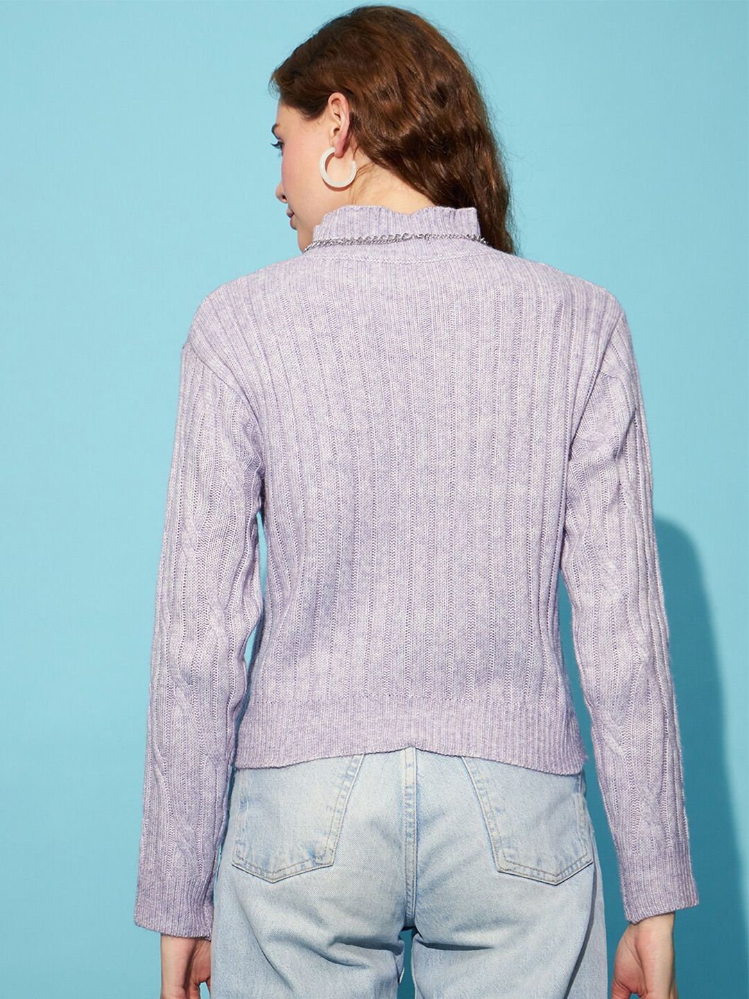 STREET 9 Self Design Cable Knit Acrylic Pullover