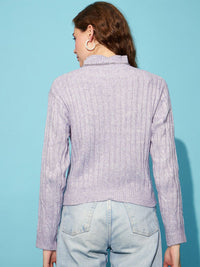 STREET 9 Self Design Cable Knit Acrylic Pullover
