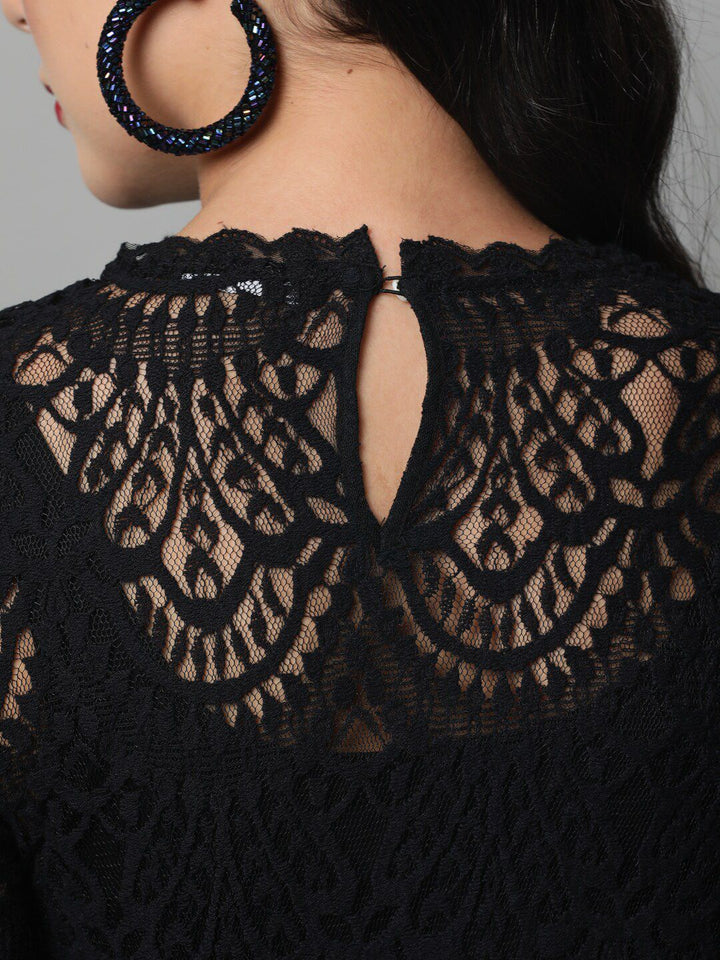 STREET 9 Women Black Self Design Top