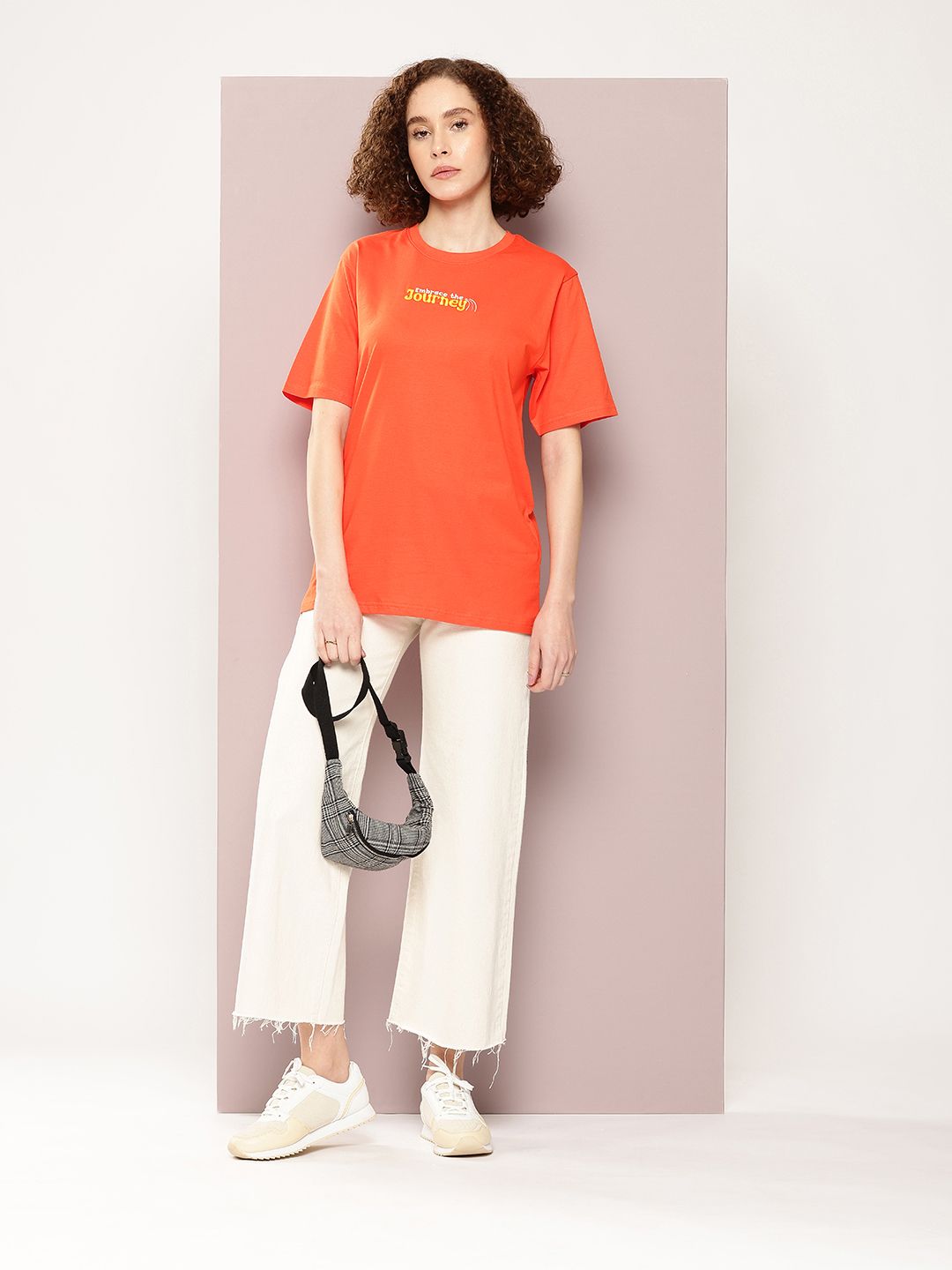 DILLINGER Women Typography Printed Pure Cotton Oversized T-shirt