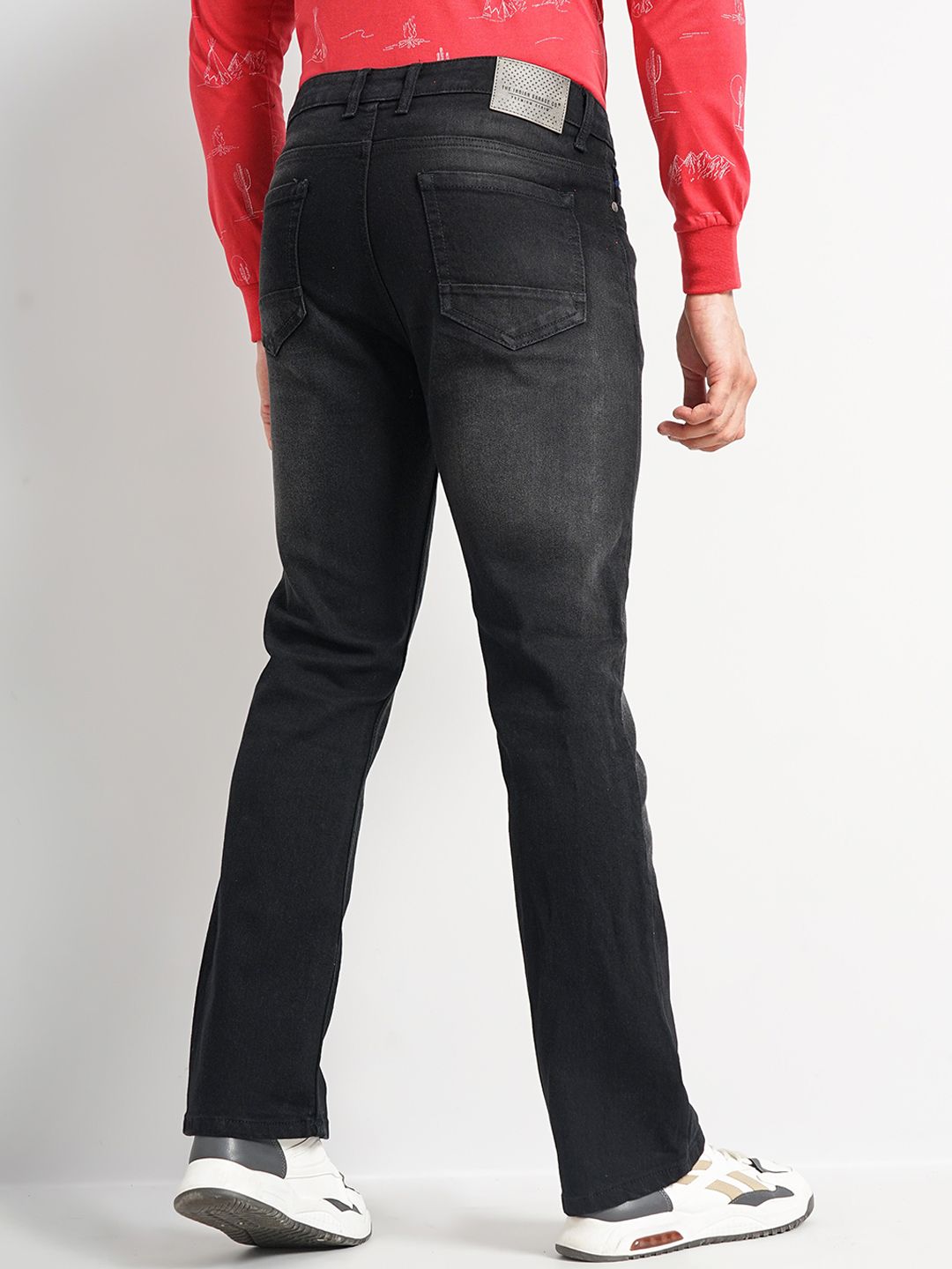 The Indian Garage Co Men Bootcut Clean Look Light Fade Stretchable Jeans