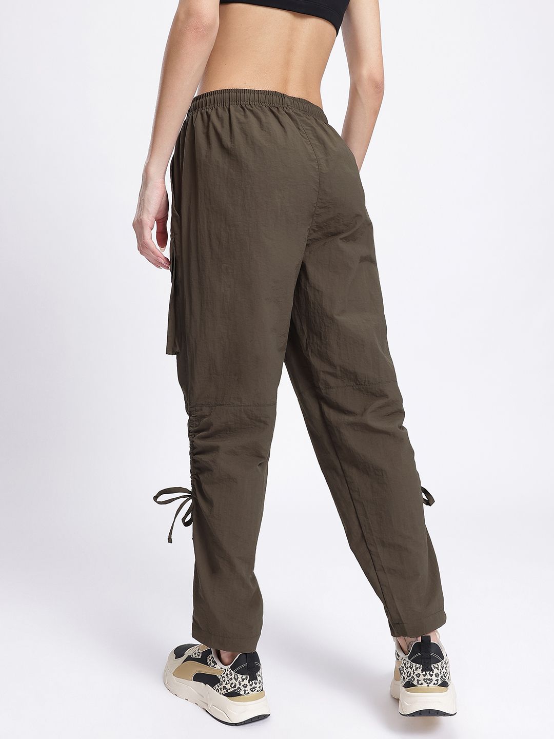 DressBerry Women Everyday Rebel Ruched Tie-Ups Cargo-Style Track Pants