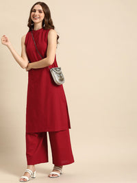 Anouk Women Solid Round Neck Pure Cotton Kurta