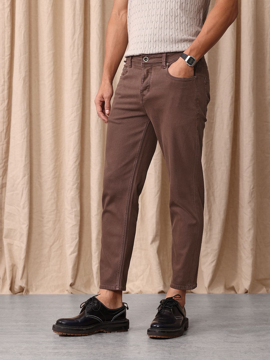 Mr Bowerbird Men Cropped Tapered Fit Stretchable Jeans