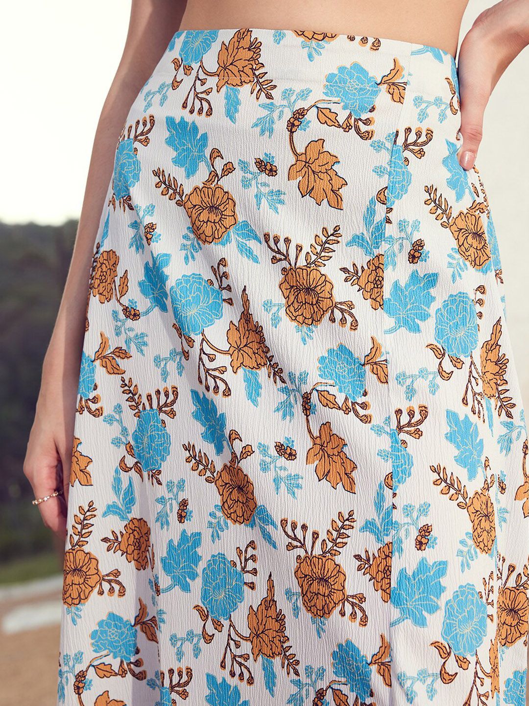 STREET 9 Floral Printed Off-Shoulder Crop Top with Skirt Co-Ords