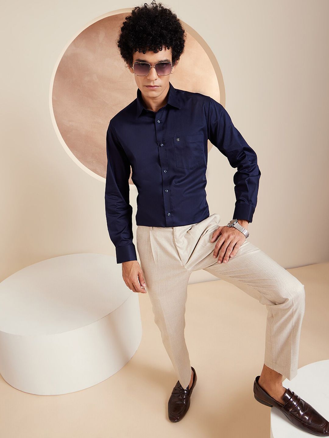 DENNISON Men Smart Tapered Fit Easy Wash Pleated Formal Trouser
