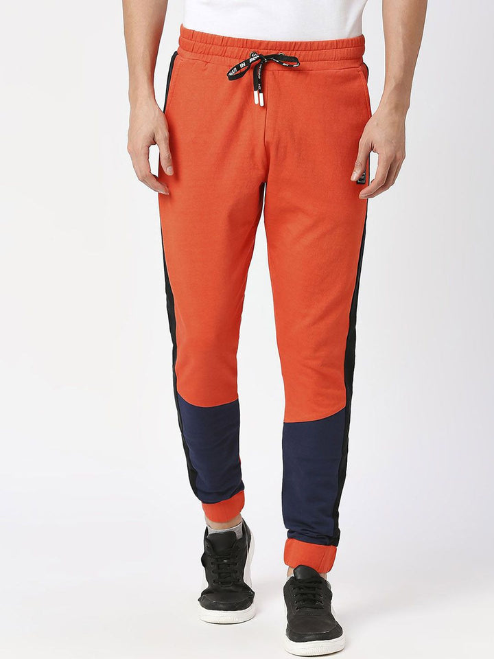 Being Human Men Pure Cotton Colourblocked Mid-Rise Joggers Track Pants