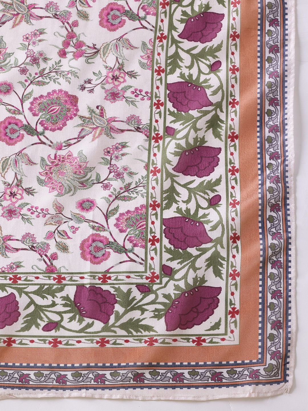Anouk Floral Printed Pure Cotton Kurta With Trousers & With Dupatta