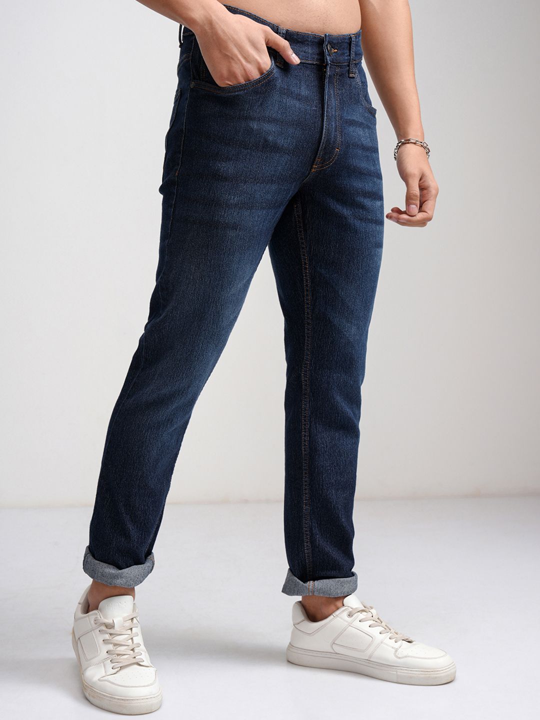 HIGHLANDER Men Blue Slim Fit Mid-Rise Clean Look Stretchable Jeans
