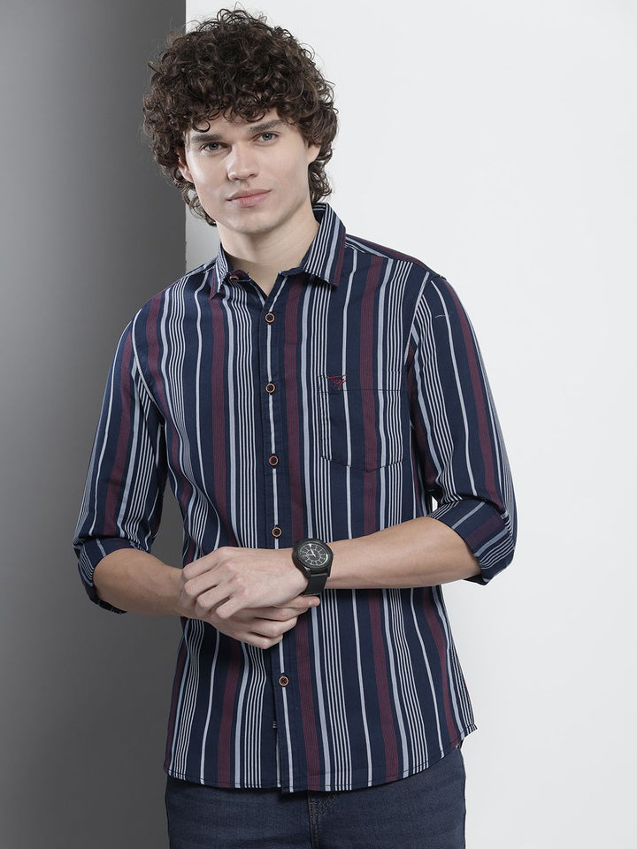 The Indian Garage Co Men Striped Cotton Casual Shirt