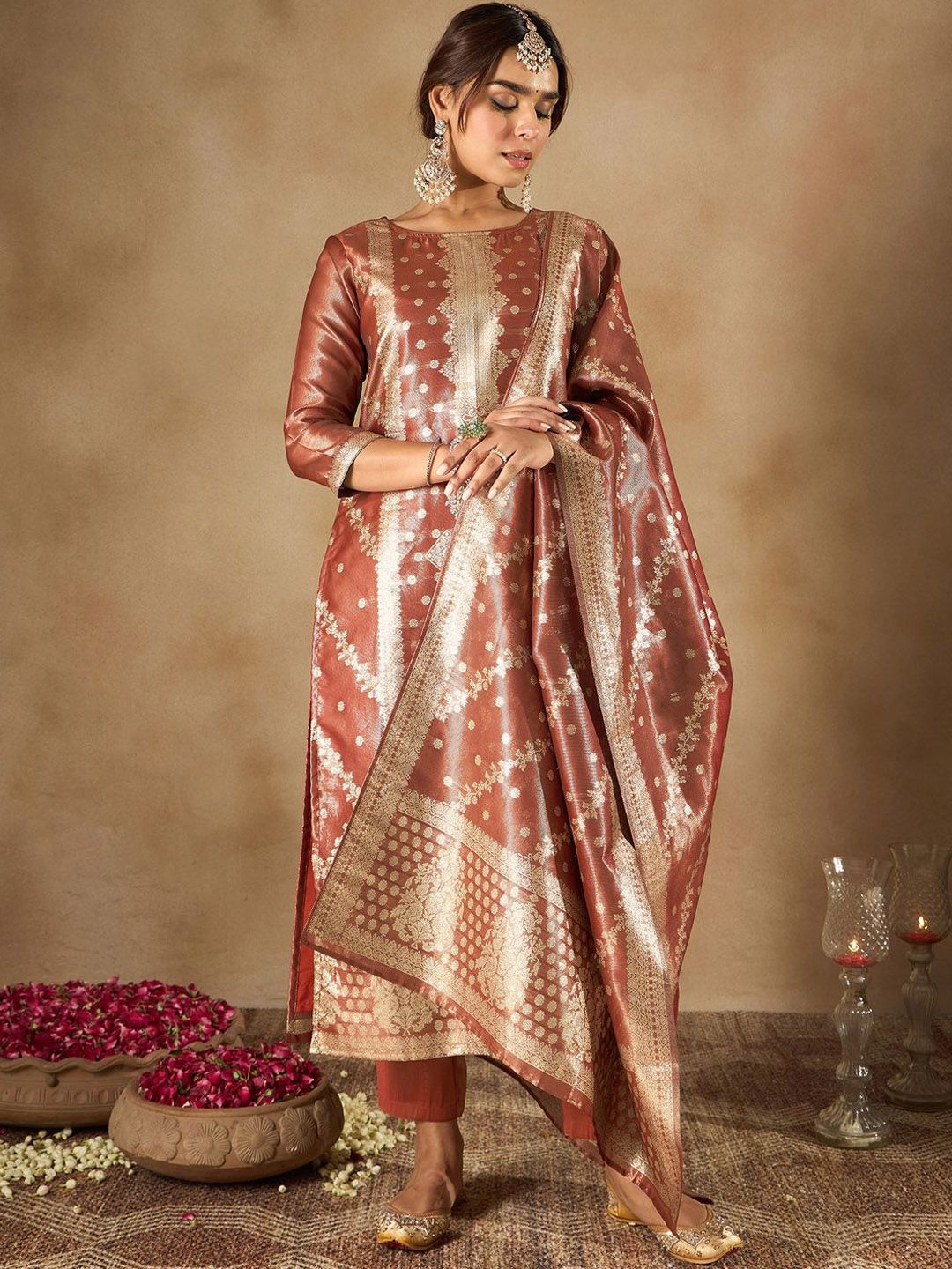 Indo Era Women Ethnic Motifs Regular Kurta with Trousers &  Dupatta