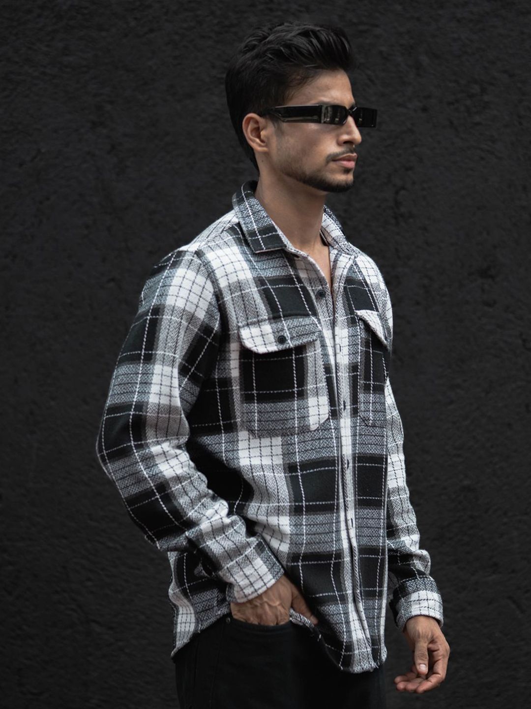 Powerlook Men Spread Collar Tartan Checked Casual Shirt