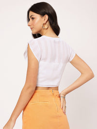 DressBerry Cute Feminine Tie-Up Detail Crop Top
