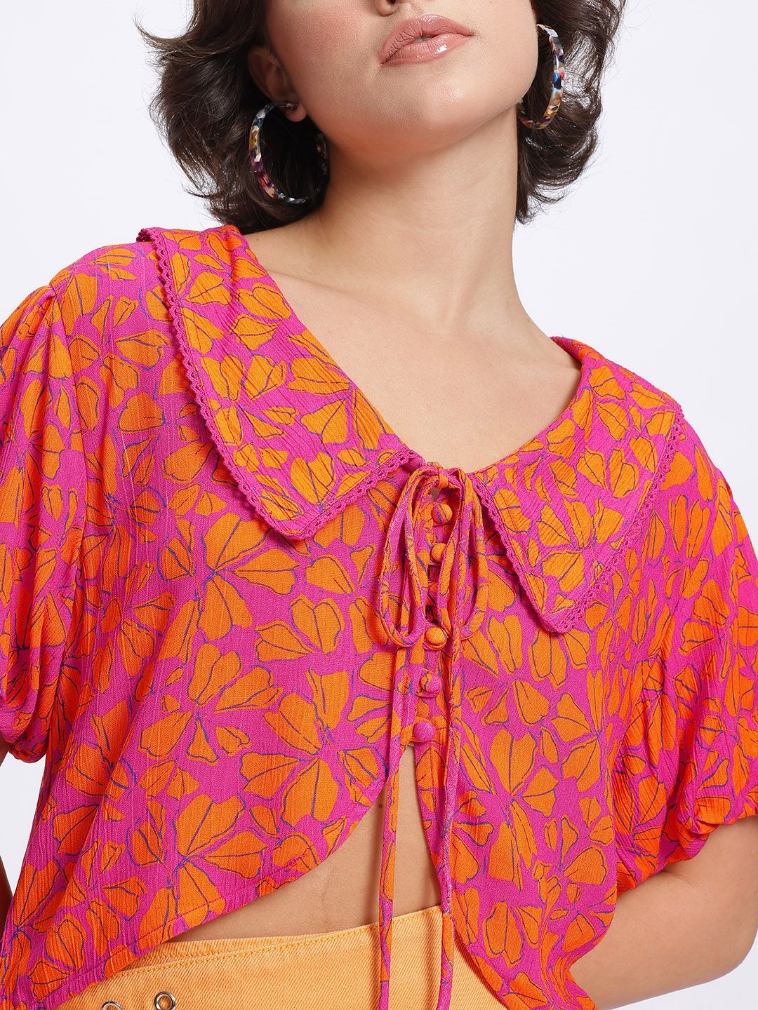 DressBerry Floral Print Above the Keyboard Shirt-Style Top