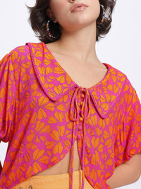 DressBerry Floral Print Above the Keyboard Shirt-Style Top