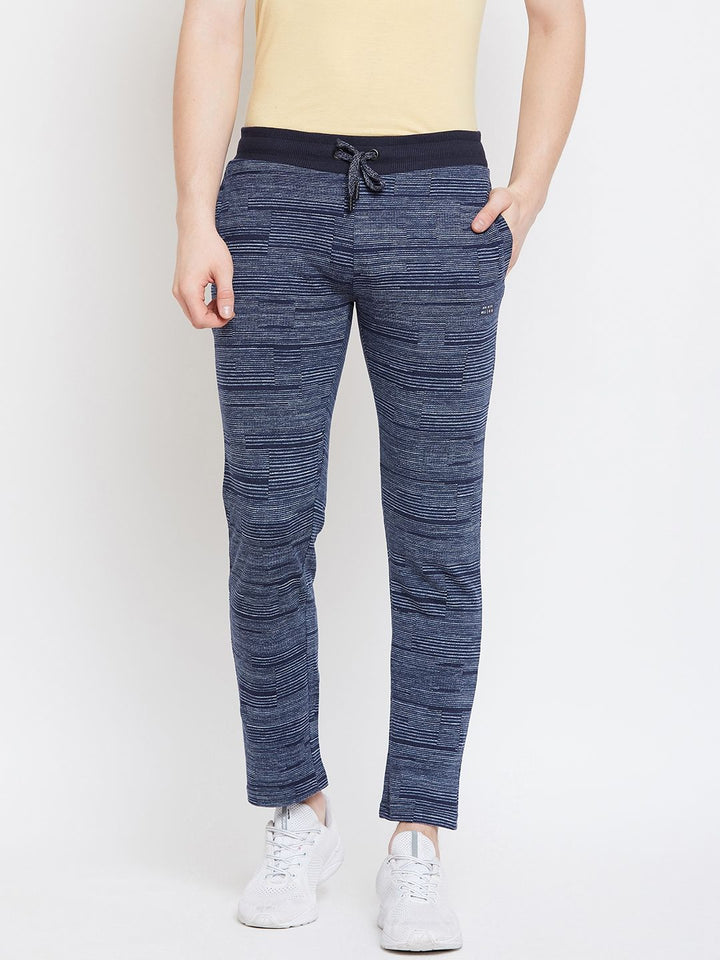 Monte Carlo Men Navy Blue & Off-White Striped Track Pants
