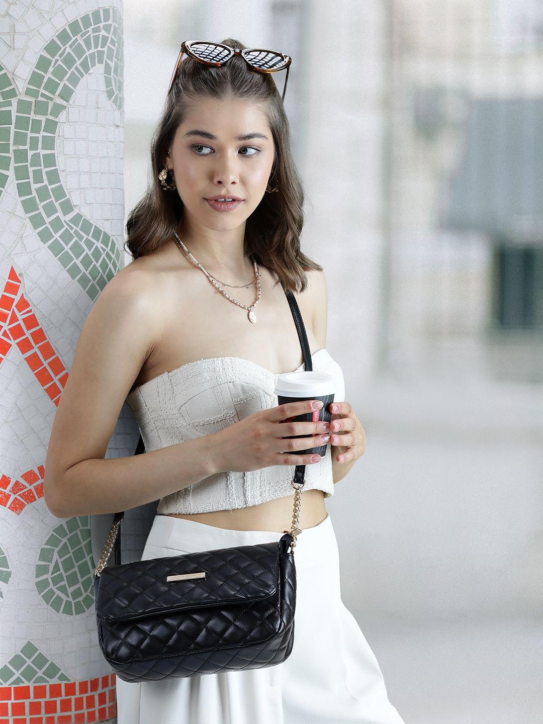 Lisa Haydon for Lino Perros Black Quilted Sling Bag