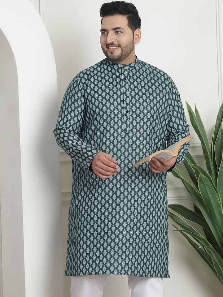 SOJANYA PLUS Ethnic Motifs Printed Band Collar Straight Kurta