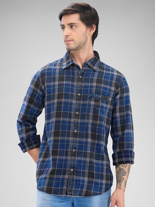 SPYKAR Men Tartan Checks Slim Fit Pure Cotton Casual Shirt