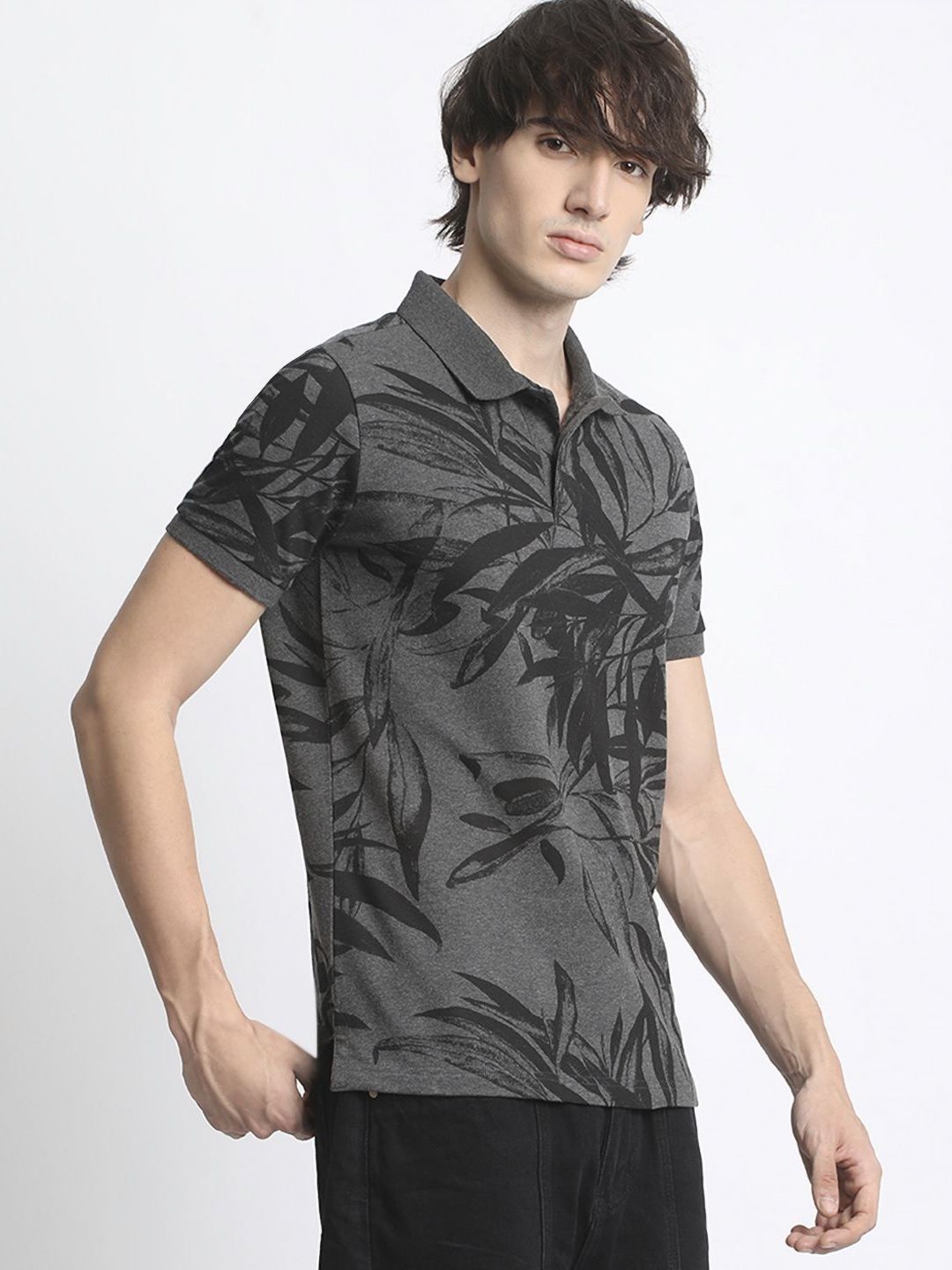 THE BEAR HOUSE Tropical Printed Polo Collar Pure Cotton T-Shirt