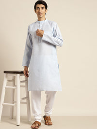 SOJANYA Lelaki Biru & Putih Pure Cotton Striped Kurta