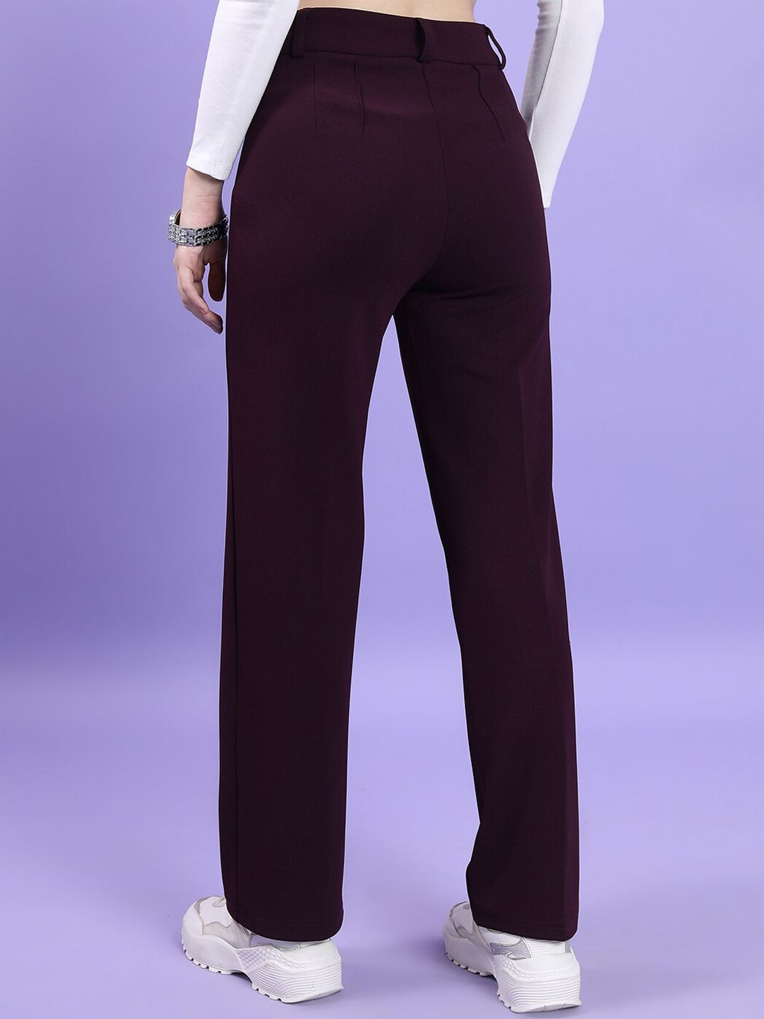 CHIC BY TOKYO TALKIES Women Straight Fit High-Rise Parallel Trousers