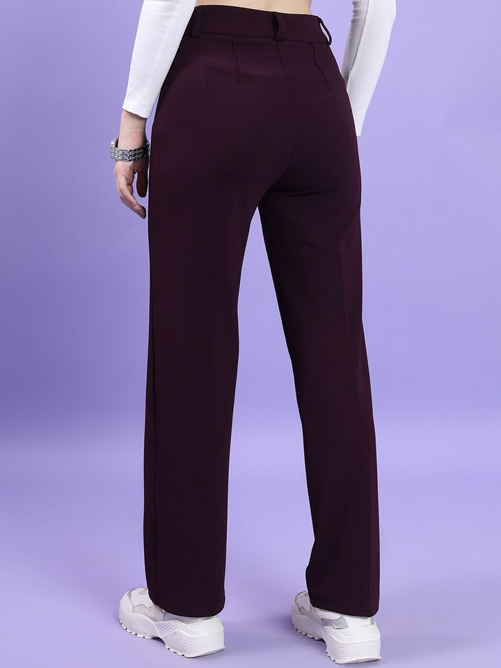 CHIC BY TOKYO TALKIES Women Straight Fit High-Rise Parallel Trousers