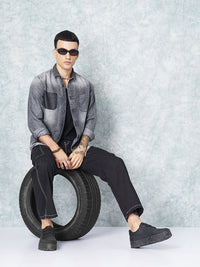 The Indian Garage Co Men Charcoal Black Faded Casual Shirt