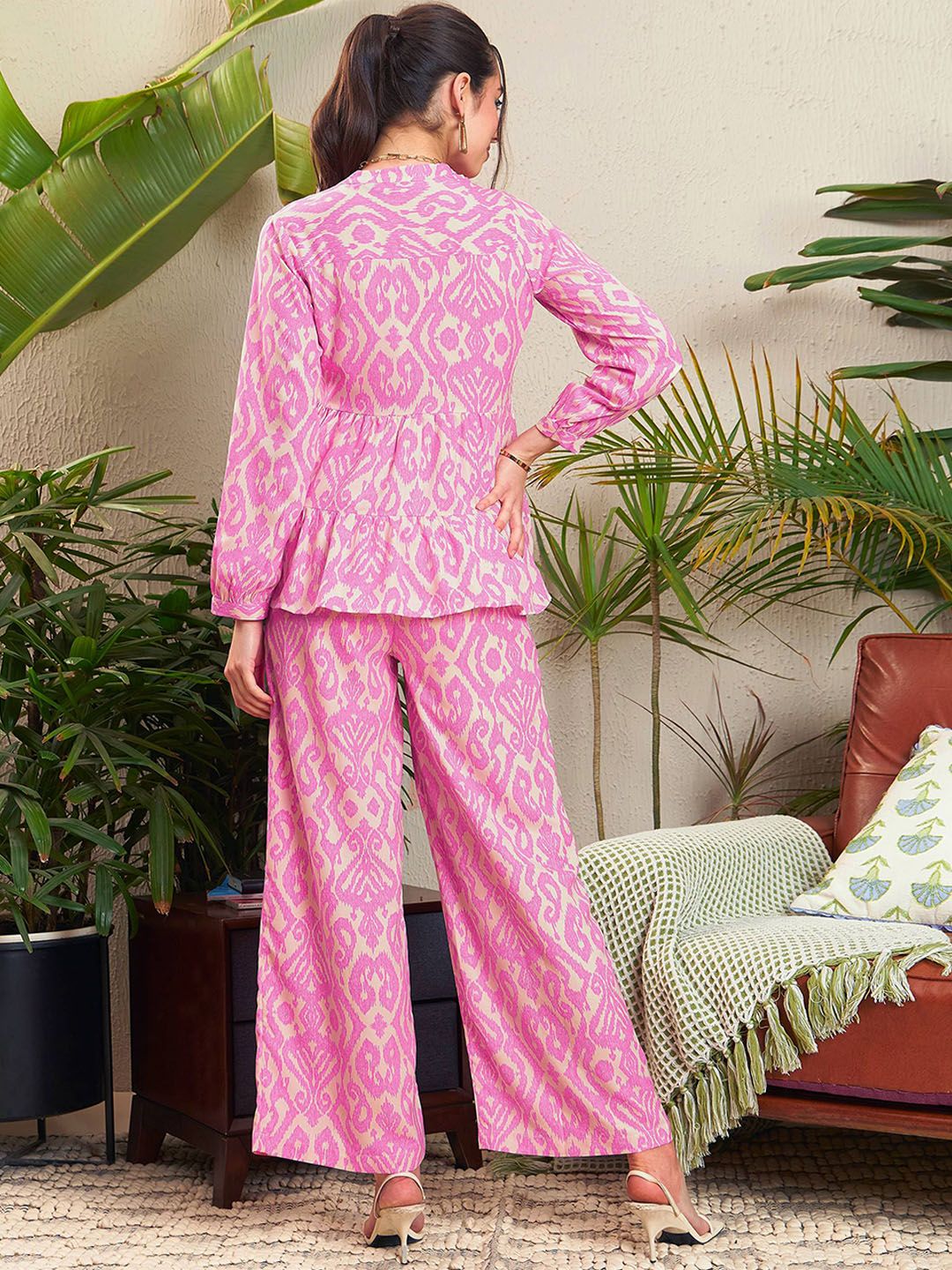 SASSAFRAS Printed Tiered Shirt With Palazzos