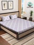 KLOTTHE Purple Pure Cotton 400 TC King Bedsheet with 2 Pillow Covers-98 x 89 inches