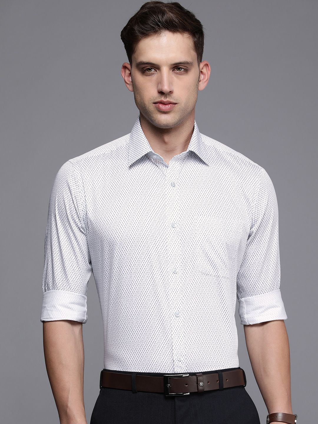 Raymond Slim Fit Floral Printed Pure Cotton Formal Shirt