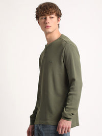 THE BEAR HOUSE Henley Neck Pure Cotton Slim Fit T-shirt