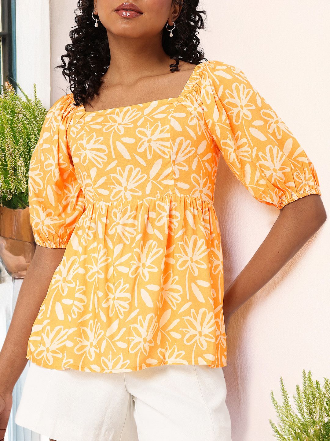 DressBerry Slay it With Flowers Printed A-Line Top