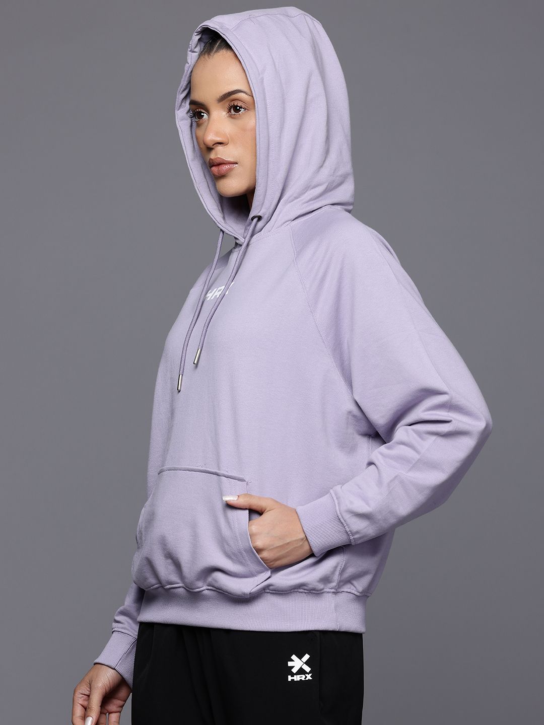 HRX by Hrithik Roshan Brand Logo Printed Hooded Sweatshirt