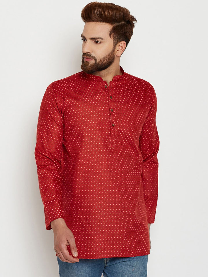 SOJANYA Men Maroon Printed Straight Kurta