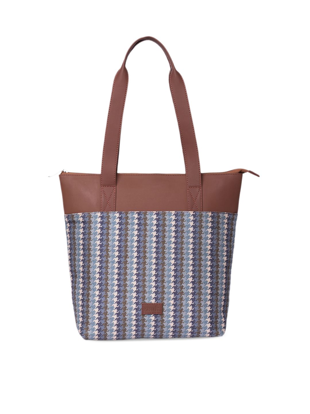 ZOUK Geometric Printed Shopper Jute Tote Bag
