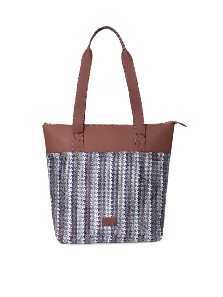 ZOUK Geometric Printed Shopper Jute Tote Bag