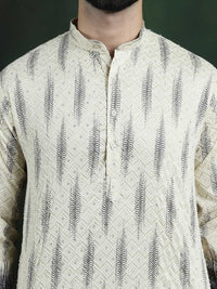 SOJANYA LUXE Floral Sulam Kurta Kapas Tulen Biasa dengan Pijama