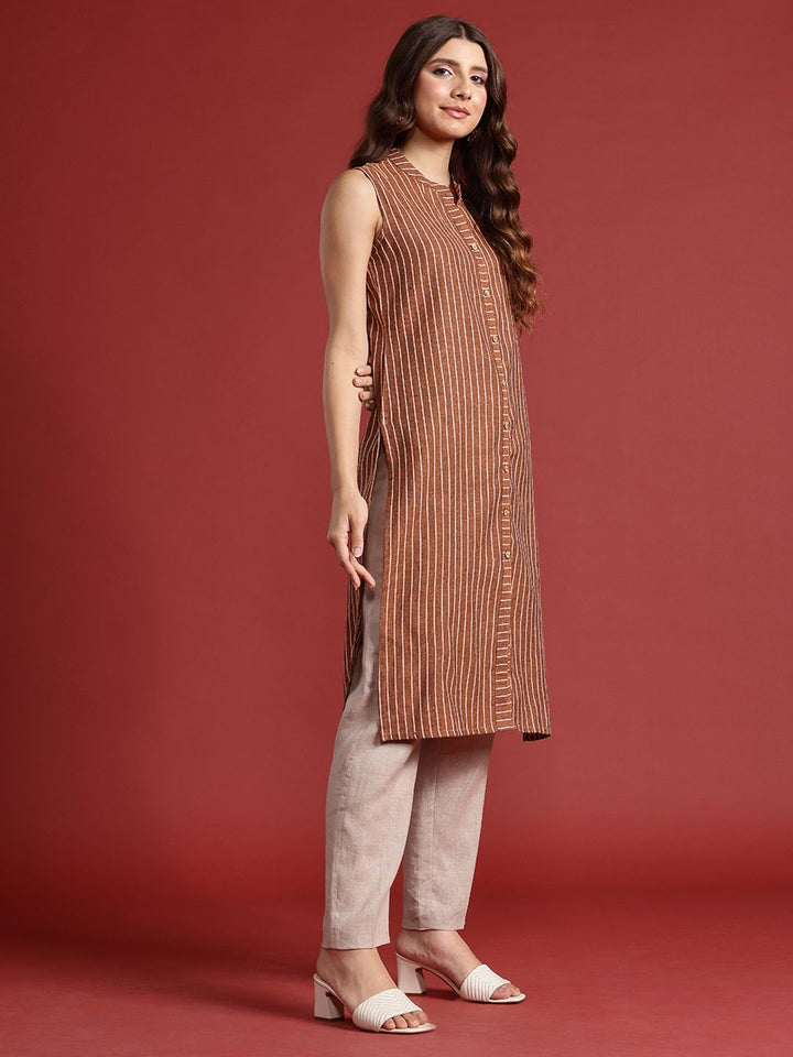 Anouk Striped Sleeveless Kurta