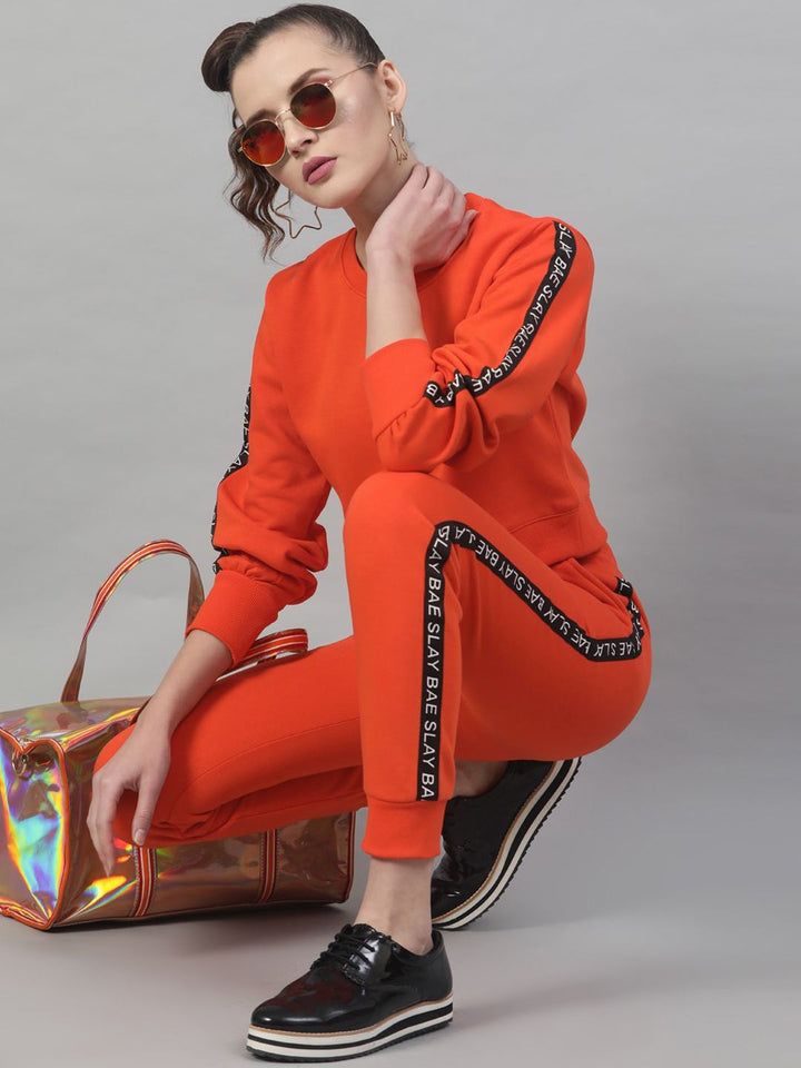 STREET 9 Women Orange Solid Sweatshirt