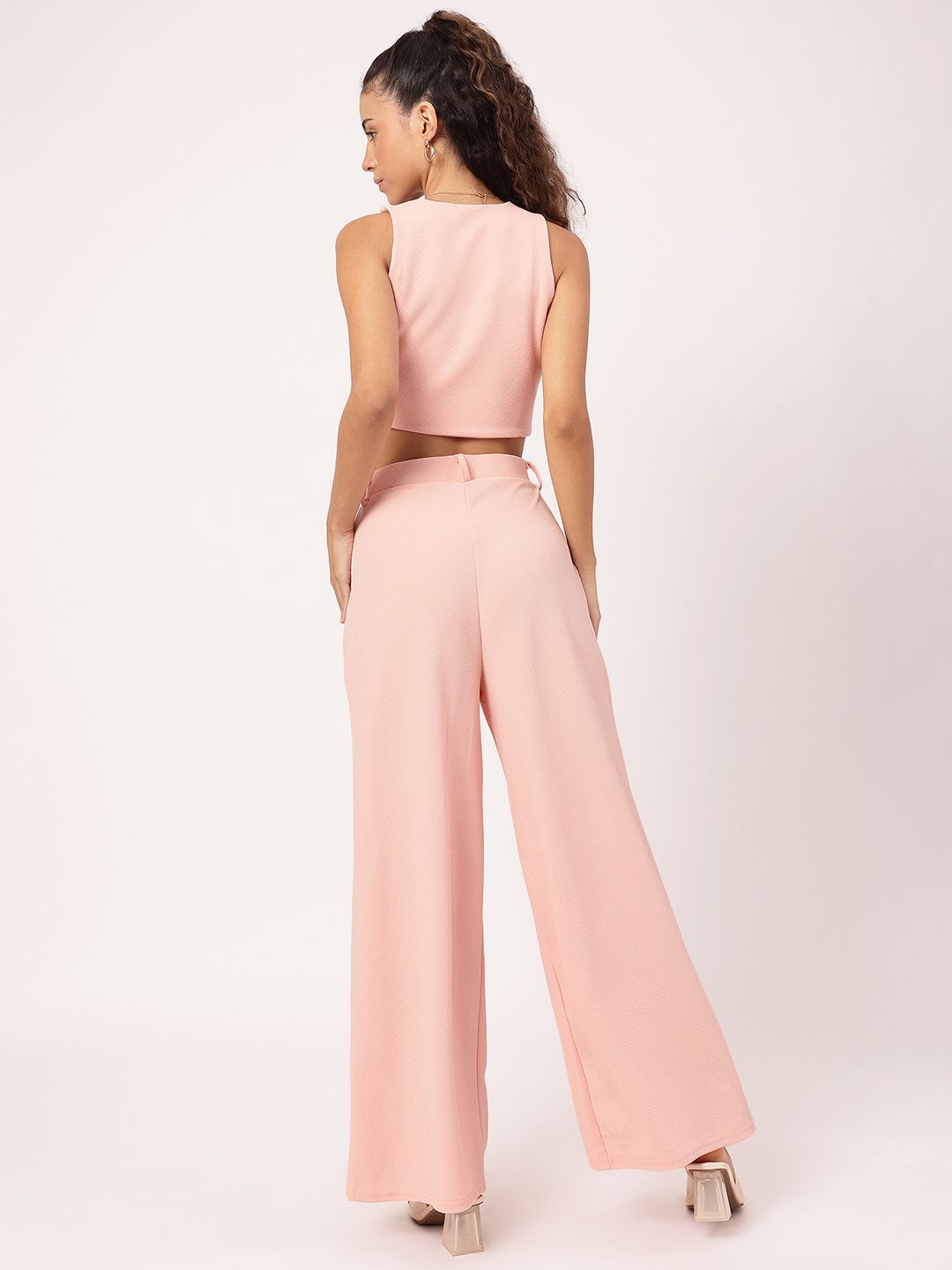 DressBerry Boss Woman Textured Waistcoat Style Top with Trousers
