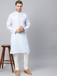 SOJANYA Men Blue Woven Design Straight Kurta