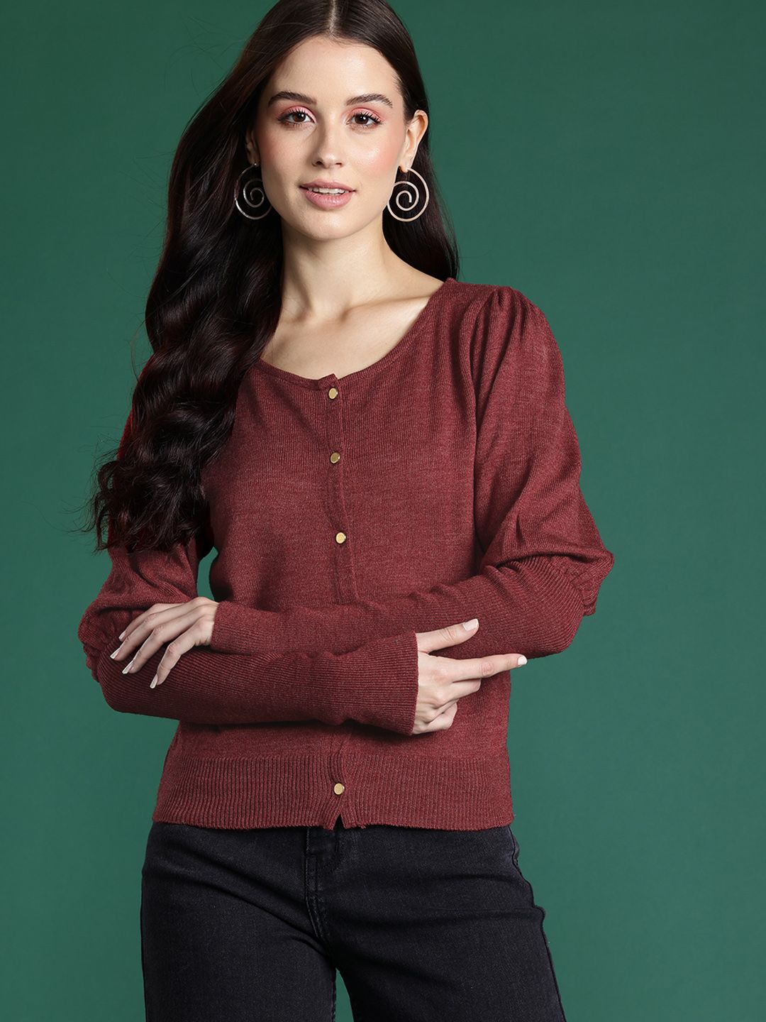 DressBerry Pure Acrylic Solid Cardigan