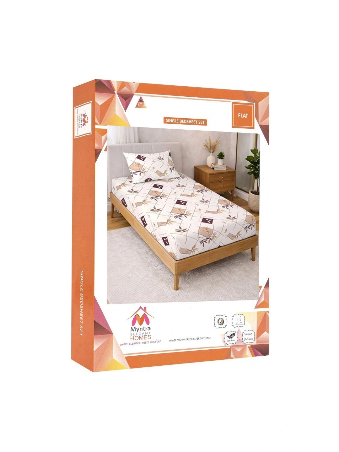 Myntra Elegant Homes Geometrik 300 TC Cadar Bujang Berwarna Krim dengan 1 Sarung Bantal