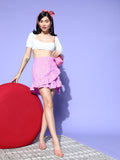 Berrylush Elegant Lavender Abstract Feminine Frills Skirt