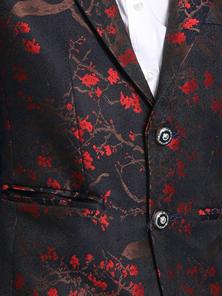 VASTRAMAY Boys Self Design Single Breasted Jaquared Blazer