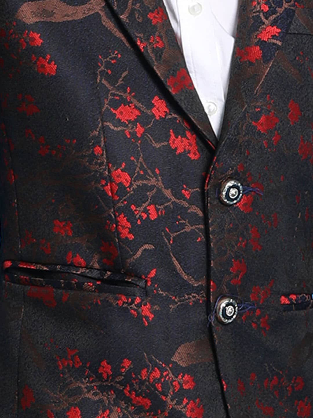 VASTRAMAY Boys Self Design Single Breasted Jaquared Blazer