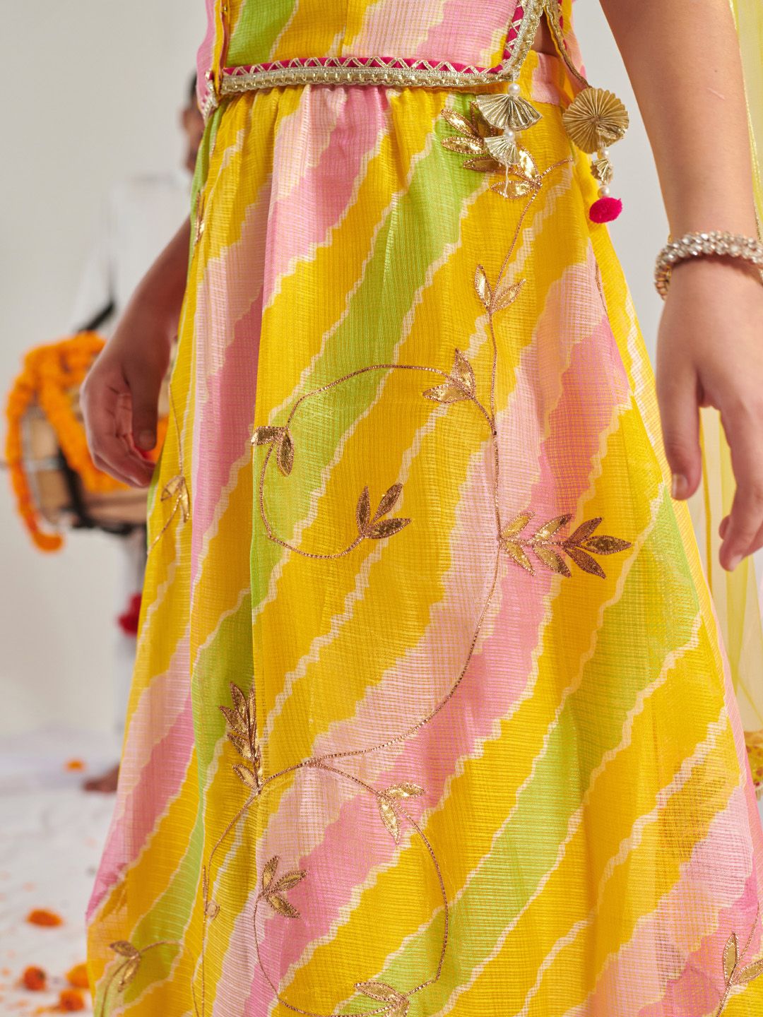 pspeaches Girls Printed Ready to Wear Lehenga Choli