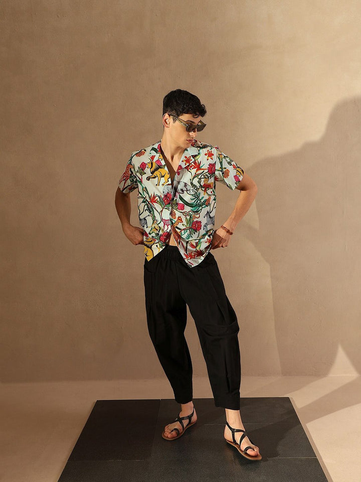 DENNISON Tropical Printed Lightweight Oversized Casual Shirt